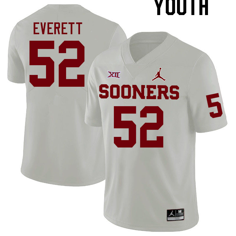 Youth #52 Troy Everett Oklahoma Sooners College Football Jerseys Stitched Sale-White